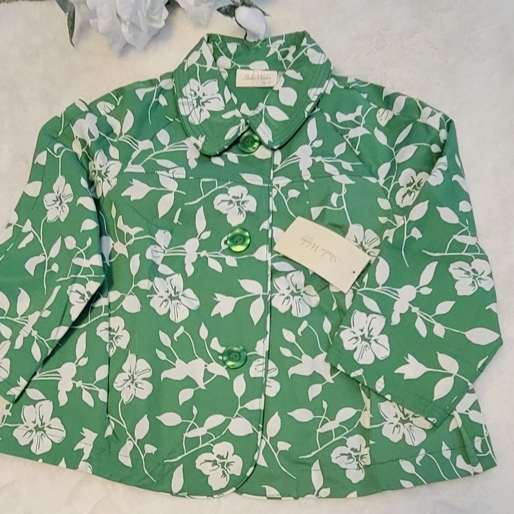 Studio Works Cotton Jacket. Green Floral Design